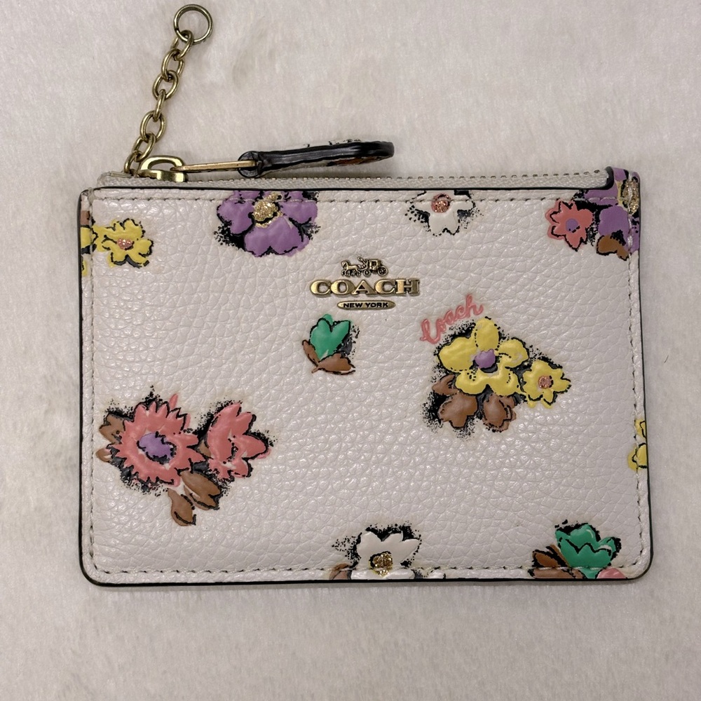 Coach. Mini Skinny Id Case With Paint Floral Print.